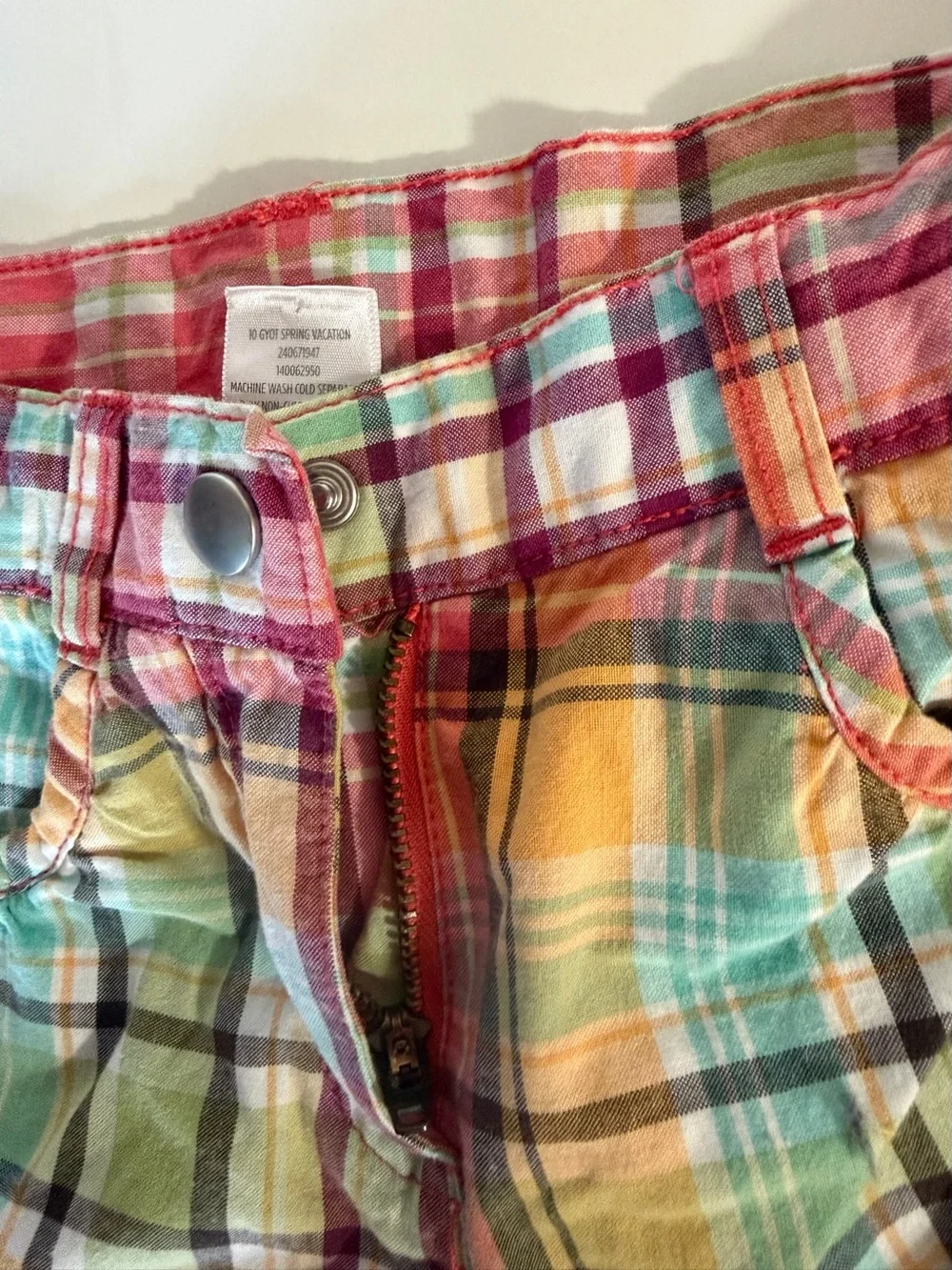 Gymboree Multicolor Plaid Cotton Pants - Pink, Yellow, Green, Blue